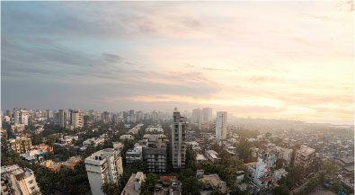 Southern sea and cityscape view of raheja park west project in santacruz west