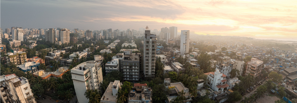 Southern sea and cityscape view of raheja park west project in santacruz west